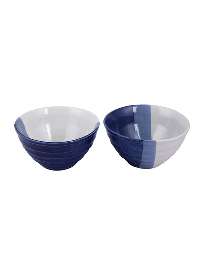 Blue & White Half n Half Shade Curry Bowl 2pc