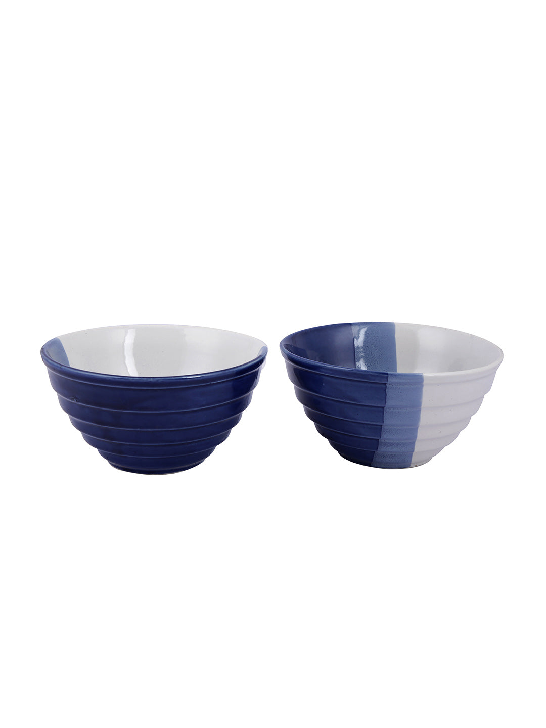 Blue & White Half n Half Shade Curry Bowl 2pc