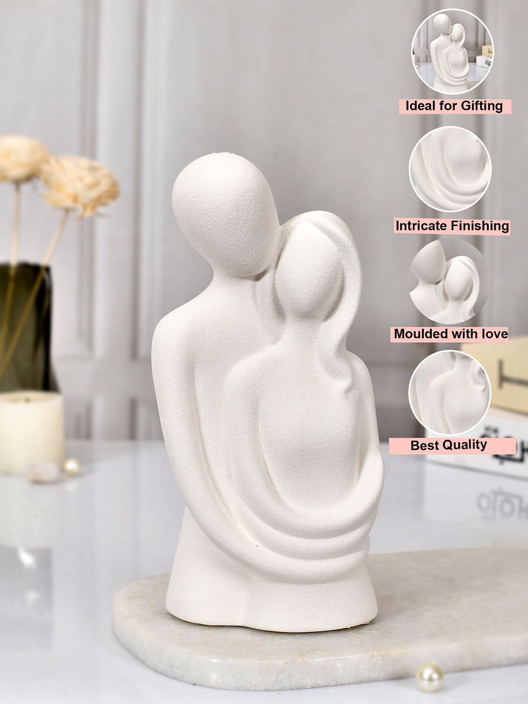 Ceramic Matte Eternal Love Statue in White