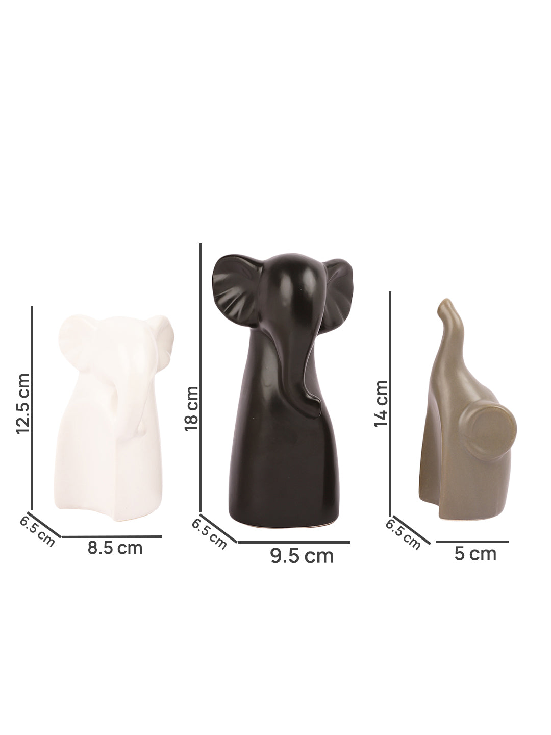 Tranquil Trio: Set of 3 Elephant Showpieces