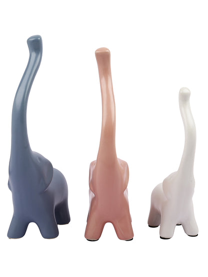 Set of 3 Colorful Elephant Showpieces