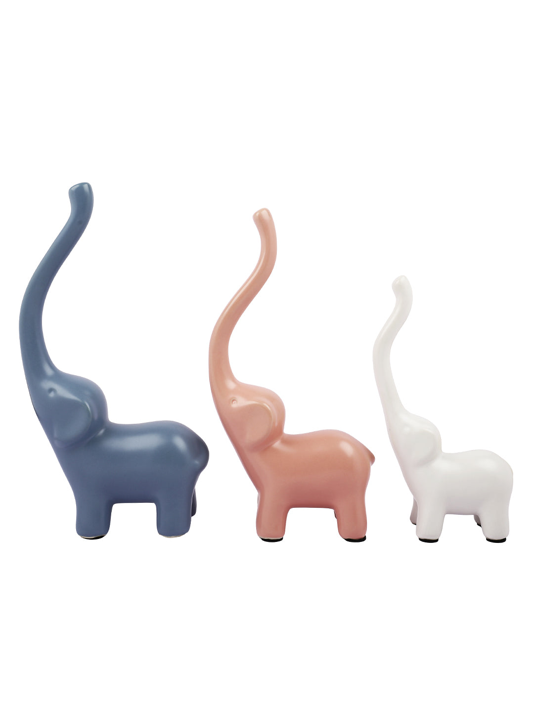 Set of 3 Colorful Elephant Showpieces