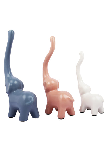 Set of 3 Colorful Elephant Showpieces