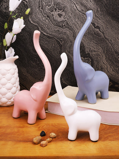 Set of 3 Colorful Elephant Showpieces