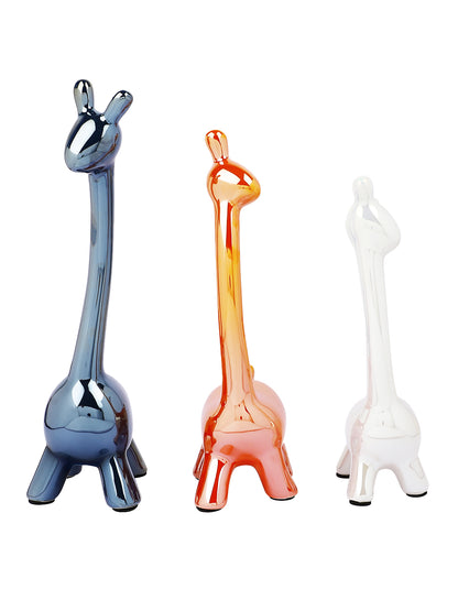 Set Of 3 Glossy Giraffe Showpieces