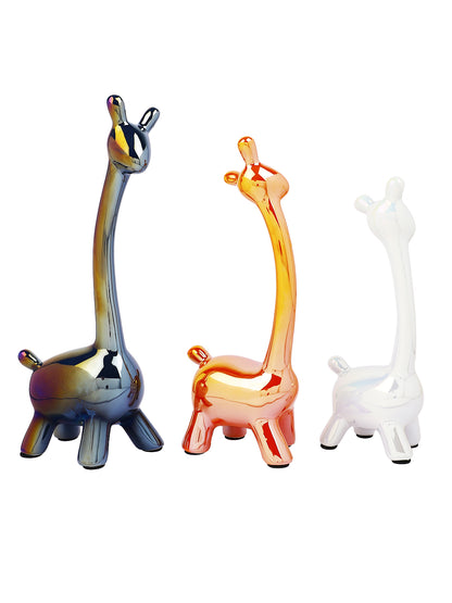 Set Of 3 Glossy Giraffe Showpieces