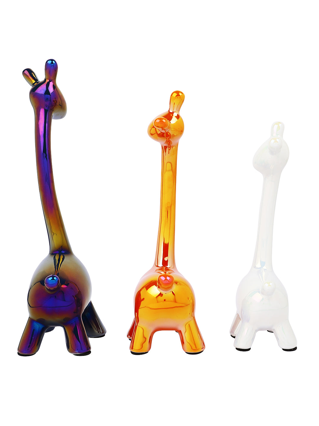 Set Of 3 Glossy Giraffe Showpieces