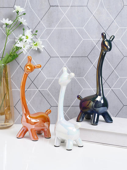 Set Of 3 Glossy Giraffe Showpieces