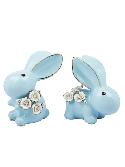 Azure Rebbit Pair Coastal Charm Set