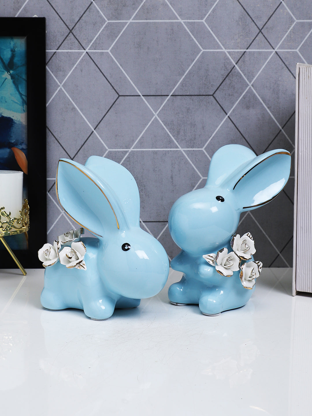 Azure Rebbit Pair Coastal Charm Set