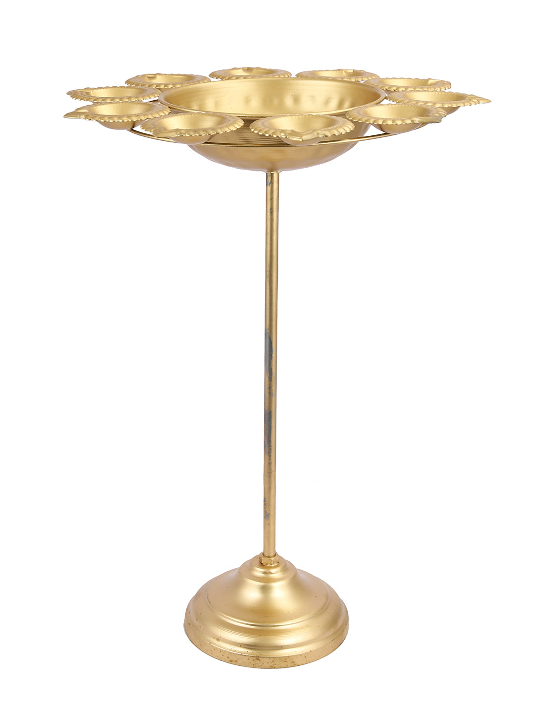 Set of 3 Golden Petals Design Urli Diya Stand