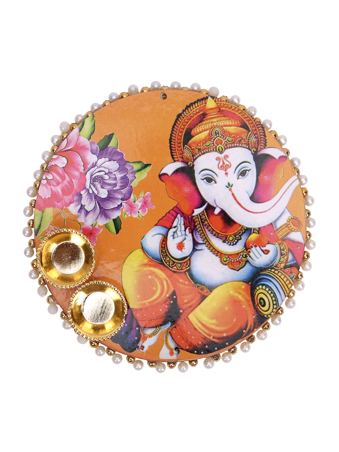 Velvet Red Rakhi Set with Ganesh Thali