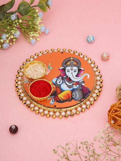 Om Symbol Rakhi with Ganesh Thali