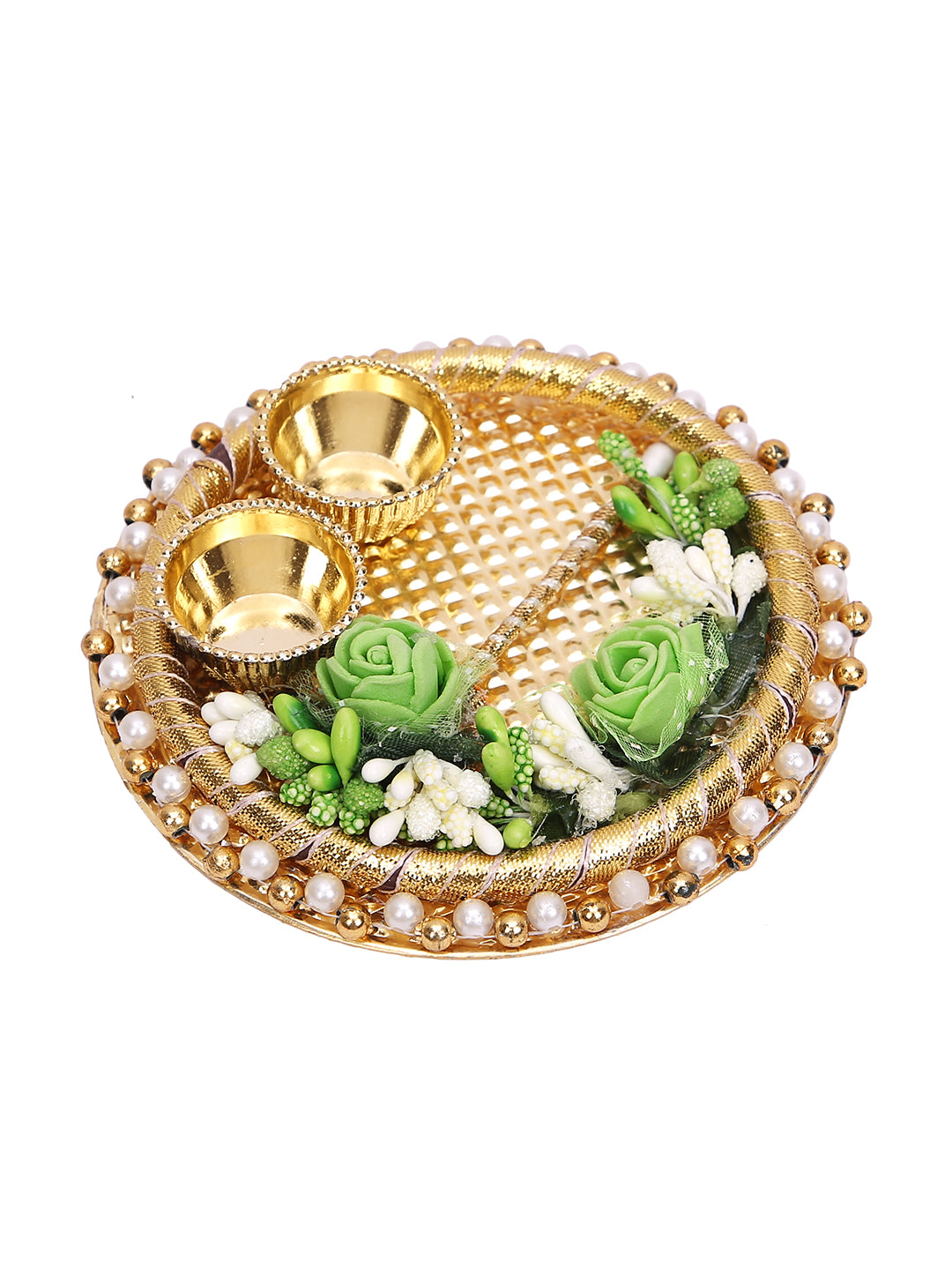 Red-Blue Kundan Rakhi Set with Thali