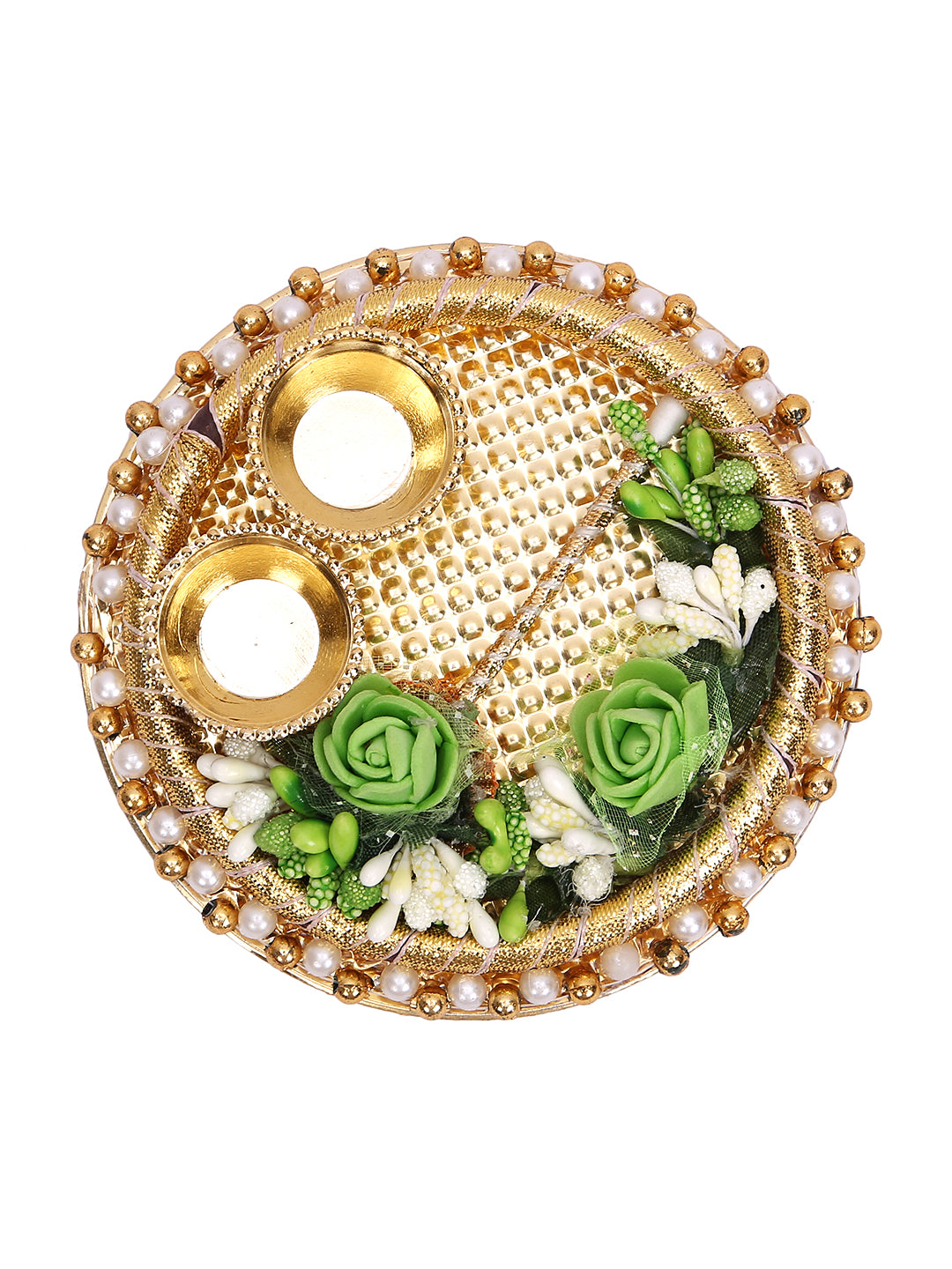 Blue Crystal Rakhi Set with Thali