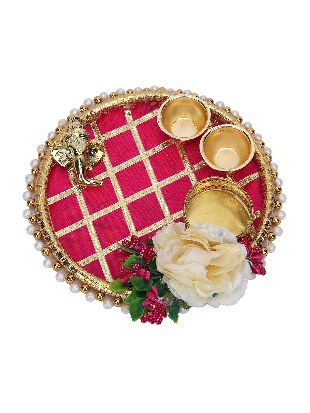 Blue Petal Rakhi Set with Ganesh Thali