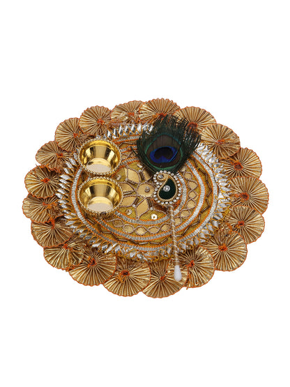 Light blue heart Rakhi with shimmer thali