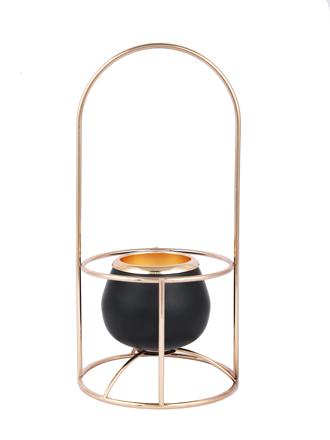 Regal Radiance Golden Metal Candle Holder