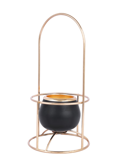 Regal Radiance Golden Metal Candle Holder
