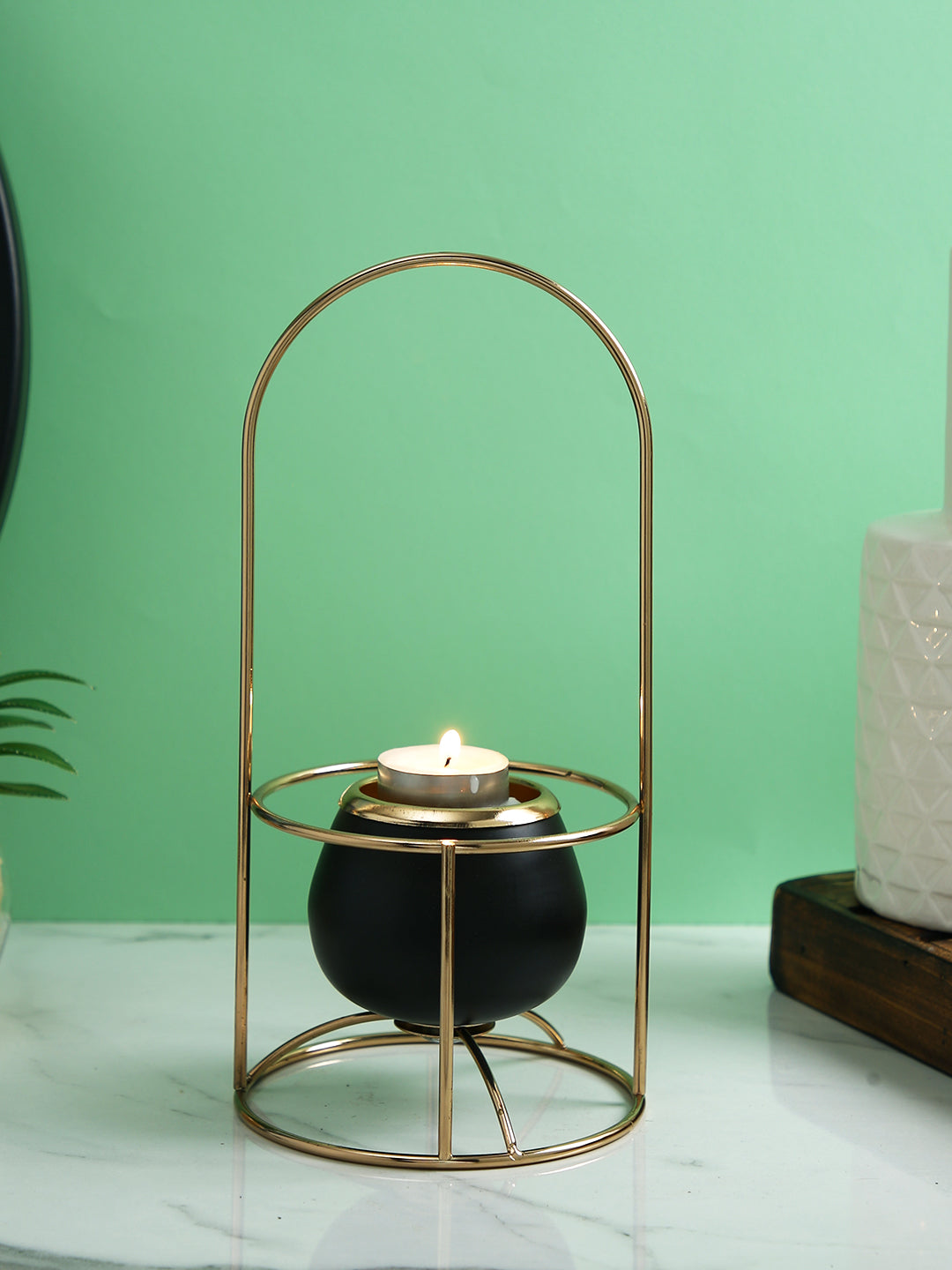 Regal Radiance Golden Metal Candle Holder