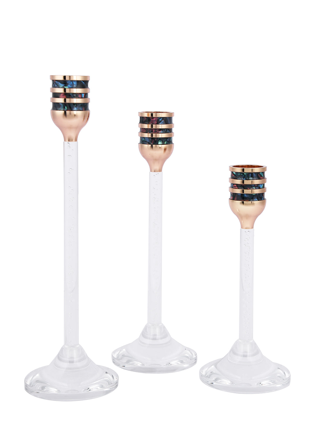 3Pcs Golden& Black Noir Glass Candle Holder