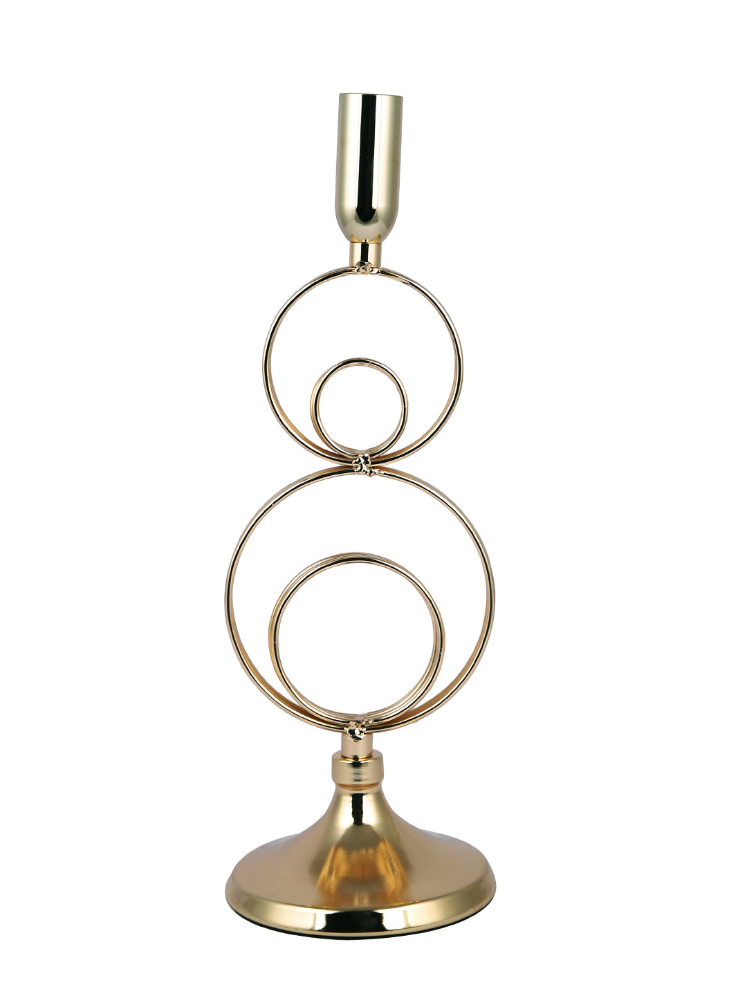 Elegant Gold Toned Solid Rings Metal Candle Stand