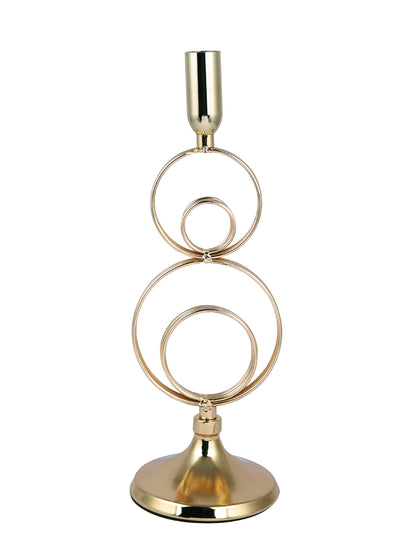 Elegant Gold Toned Solid Rings Metal Candle Stand