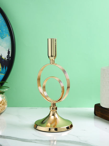 Elegant Golden Metal Rings Candle Stand