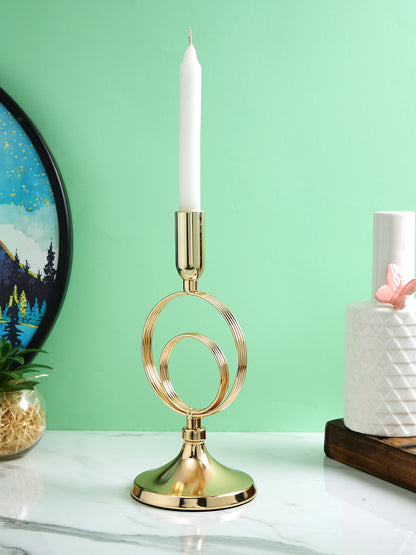 Elegant Golden Metal Rings Candle Stand
