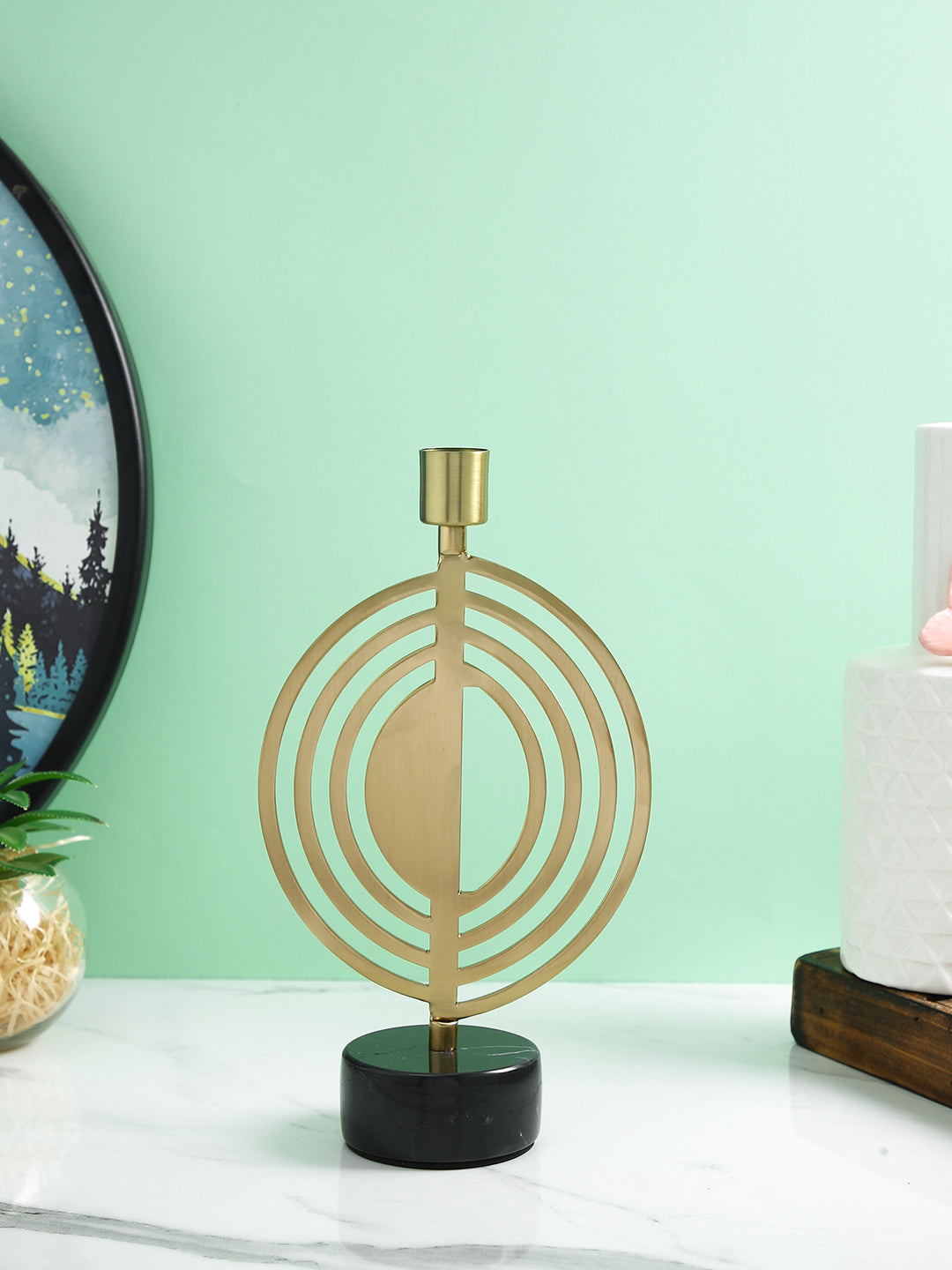 Golden Metal Spiral Candle Holder
