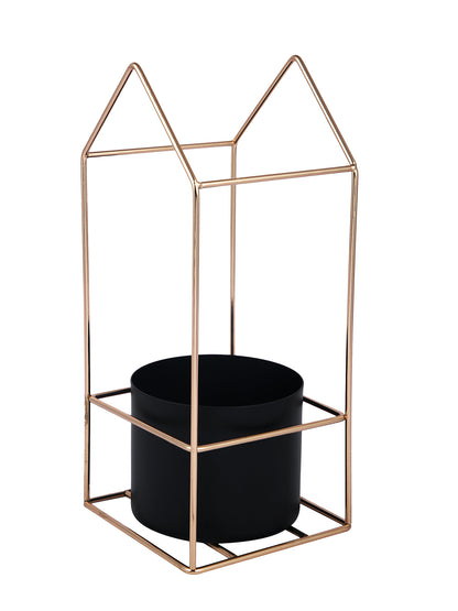 Gold Toned Black Solid Metal Candle Holder With Case