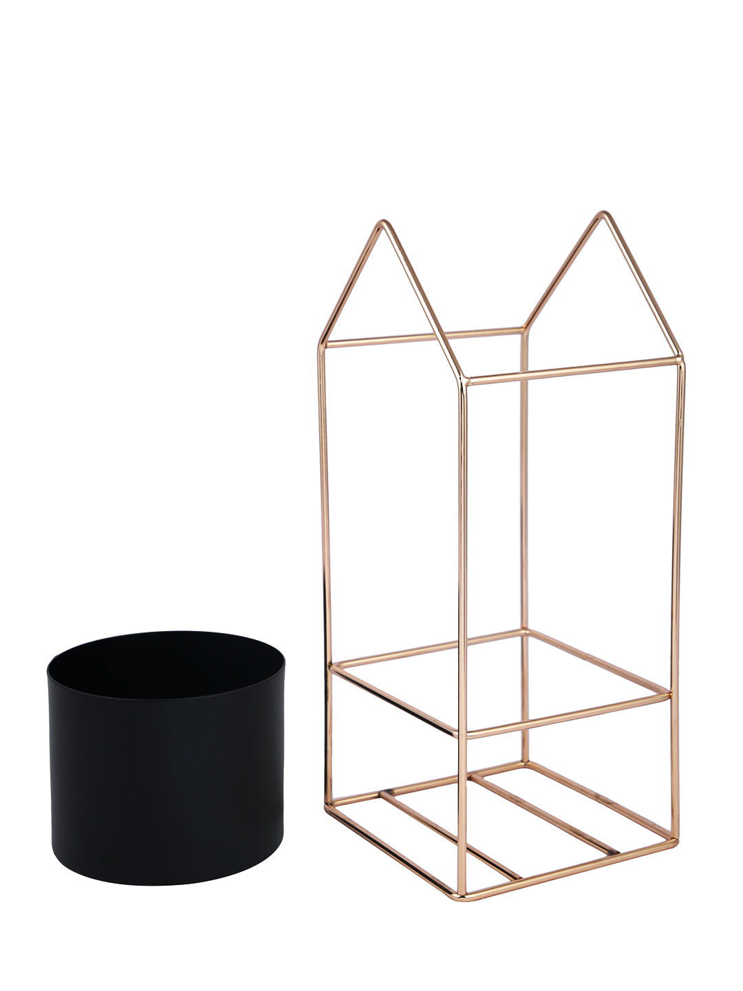 Gold Toned Black Solid Metal Candle Holder With Case