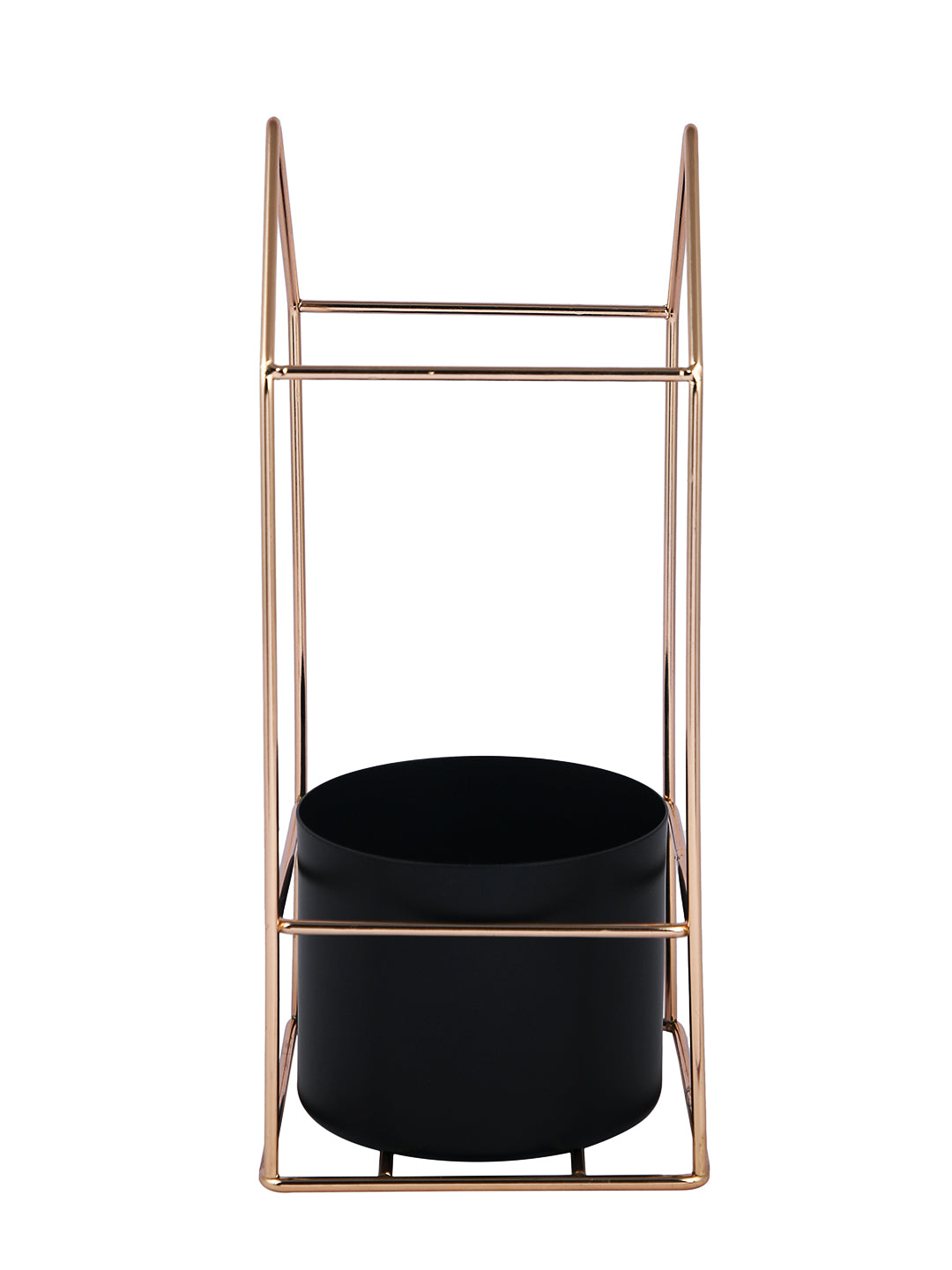Gold Toned Black Solid Metal Candle Holder With Case