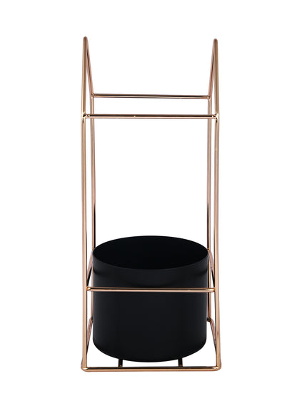 Gold Toned Black Solid Metal Candle Holder With Case