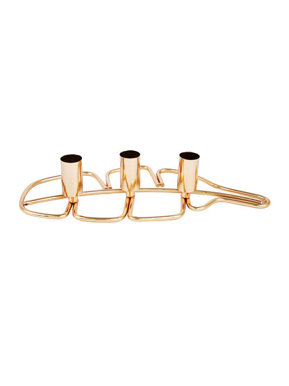 Golden Metal Leaf Triple Candle Holder