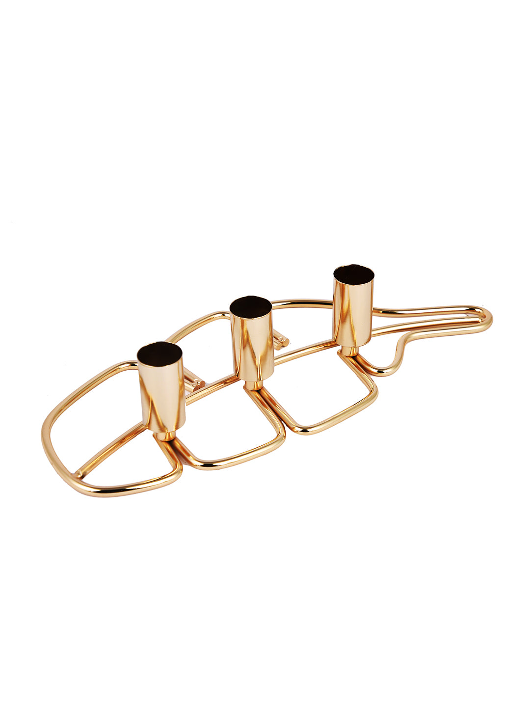 Golden Metal Leaf Triple Candle Holder