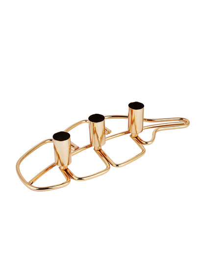 Golden Metal Leaf Triple Candle Holder