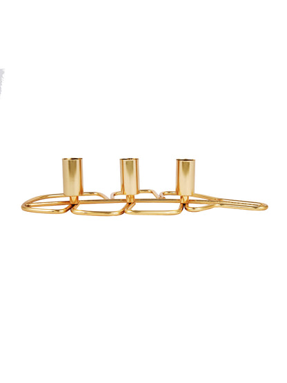 Golden Metal Leaf Triple Candle Holder
