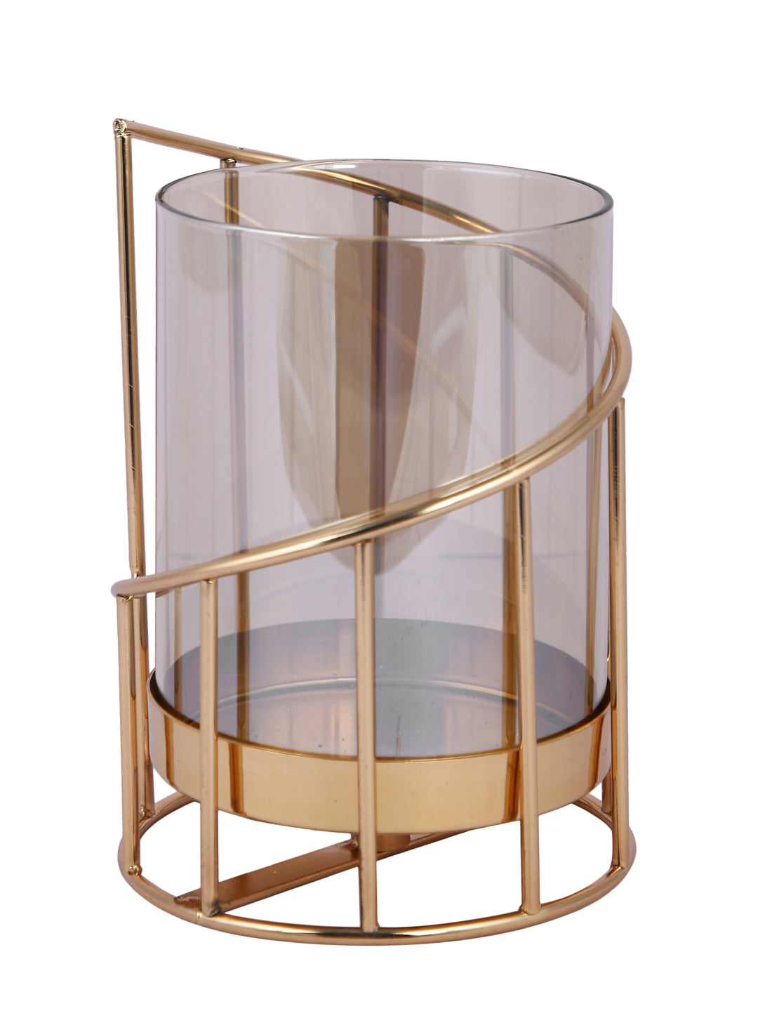 Golden Metal & Glass Candle Holder