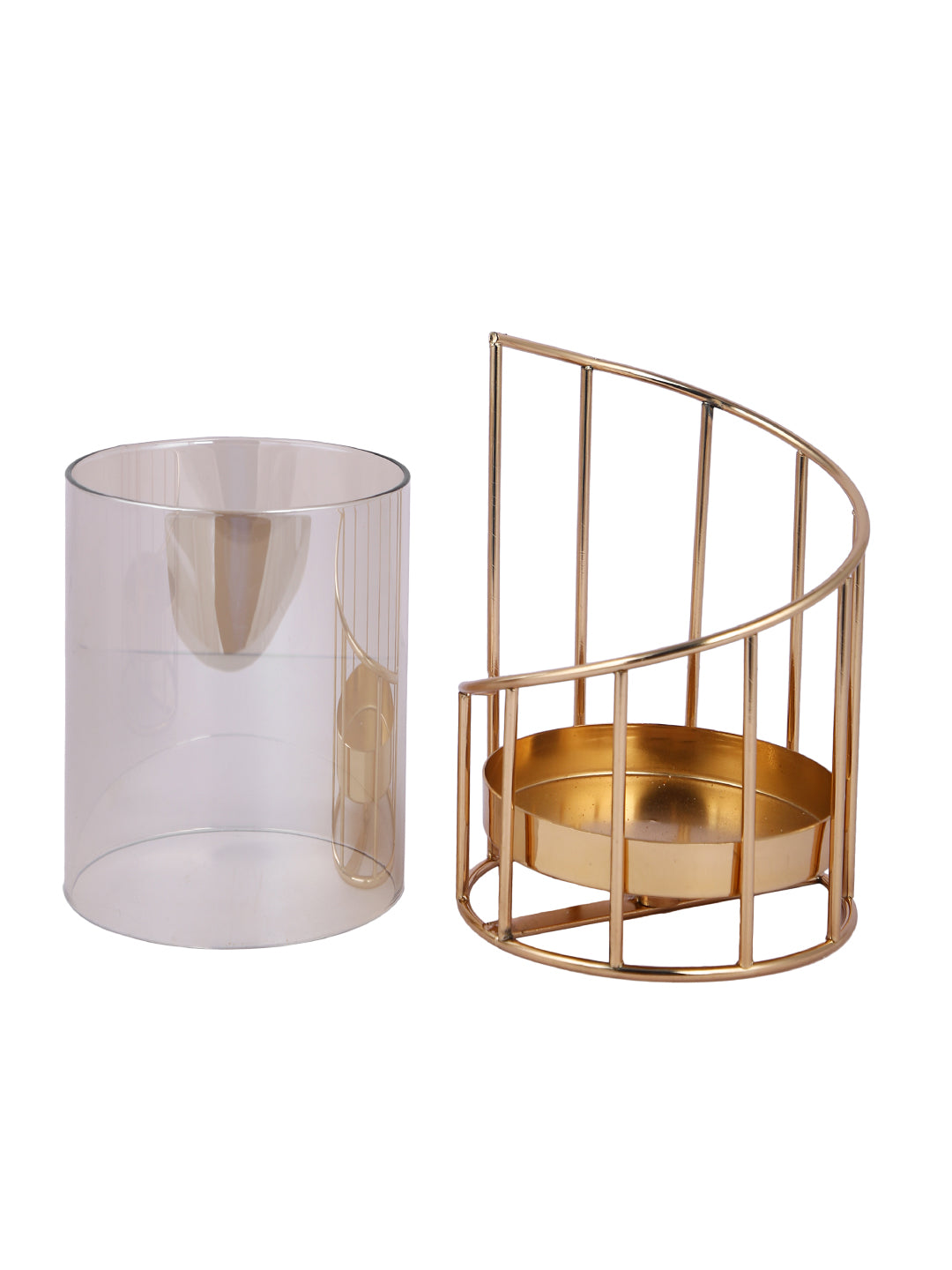 Golden Metal & Glass Candle Holder