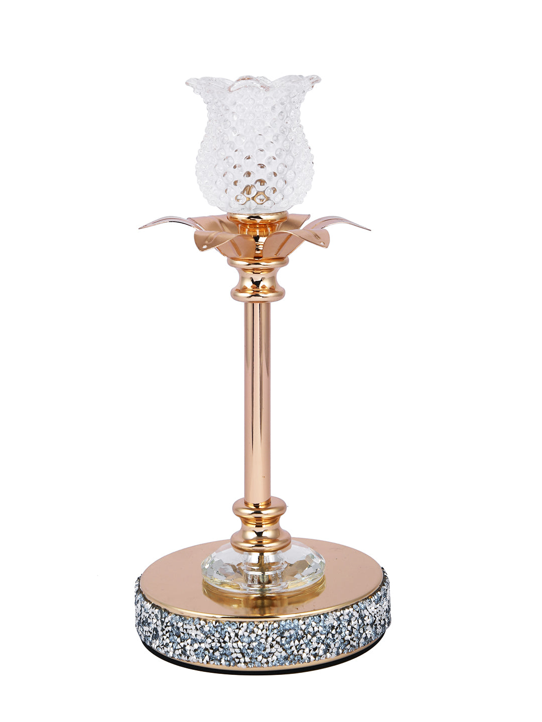Golden Metal & Glass Candle Holder