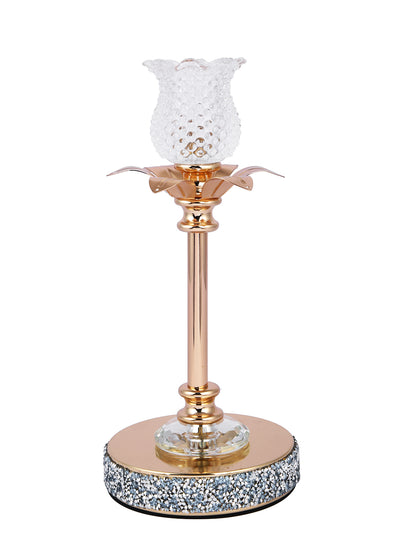 Golden Metal & Glass Candle Holder