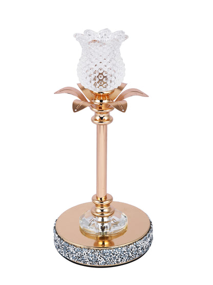 Golden Metal & Glass Candle Holder