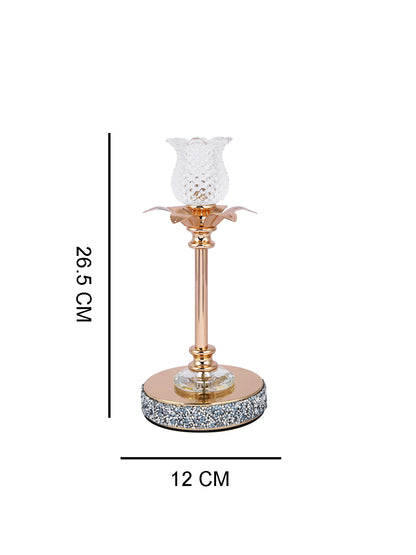 Golden Metal & Glass Candle Holder