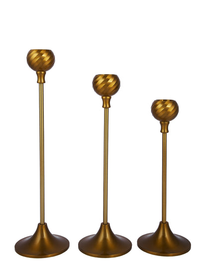 Gold-Tone 3Pcs Metallic Candle Holder
