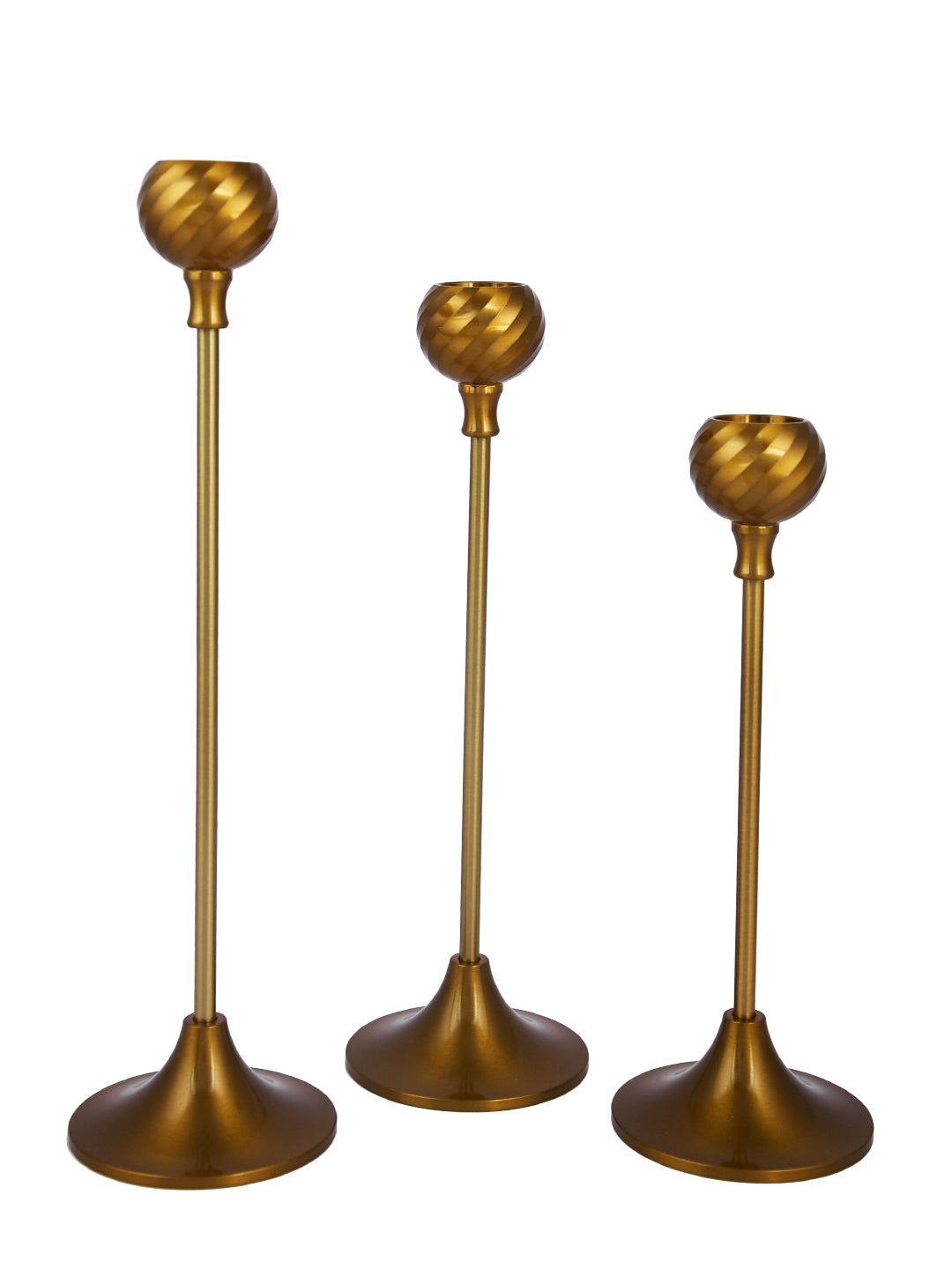 Gold-Tone 3Pcs Metallic Candle Holder
