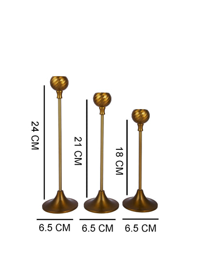 Gold-Tone 3Pcs Metallic Candle Holder