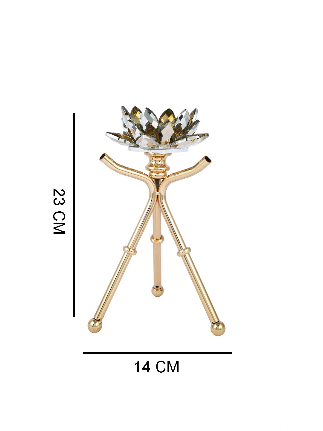 Majestic Sunburst Gold Toned Solid Metal Pilar Candle Holder