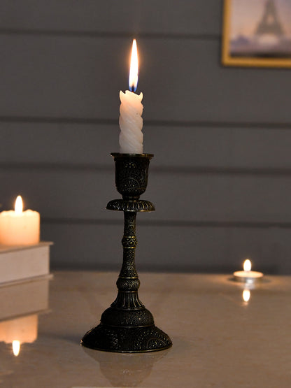 Black Textured Metal Candle Holder