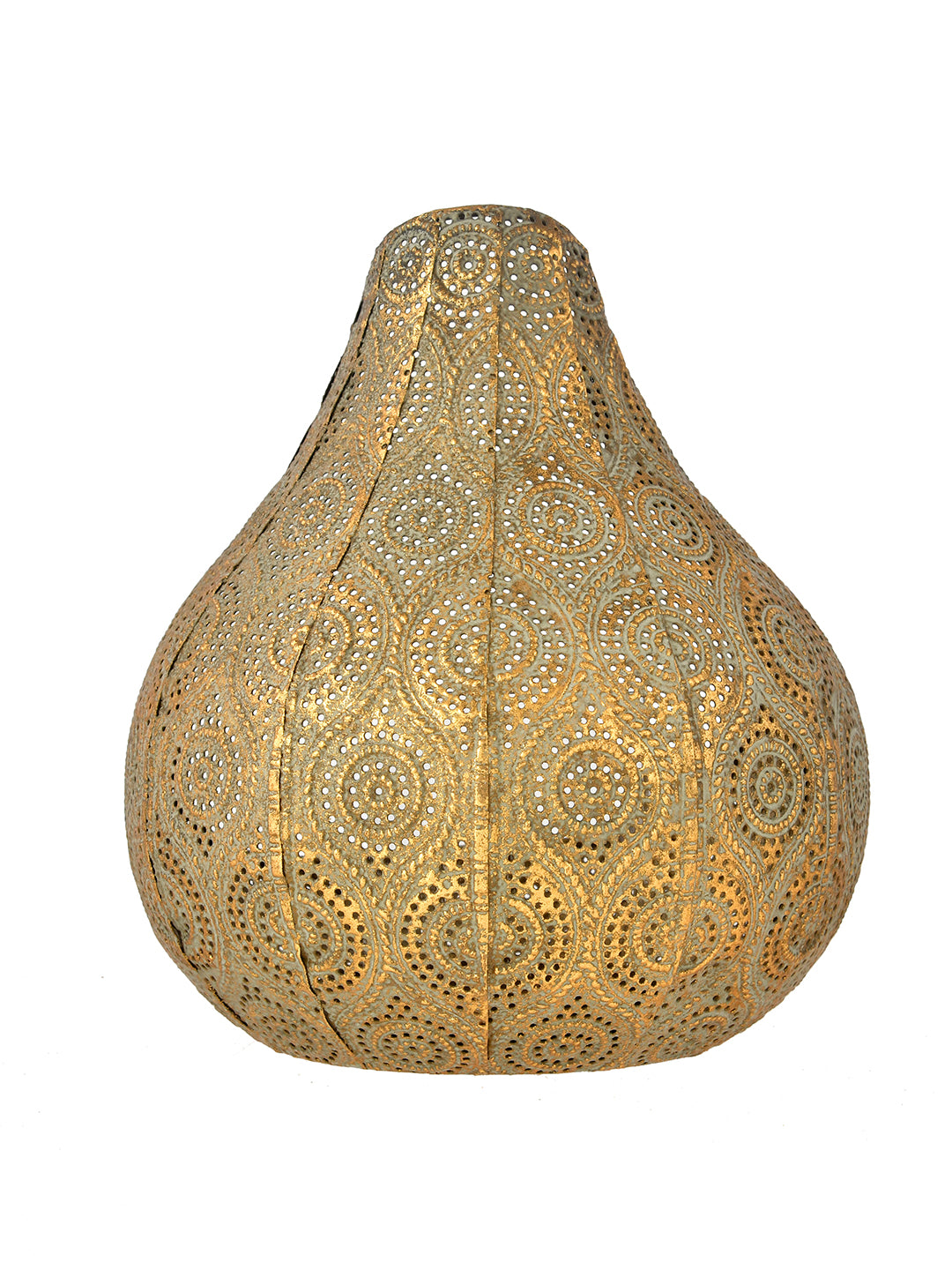 Gold-Toned & Grey Pear shaped Metal Candle Holder